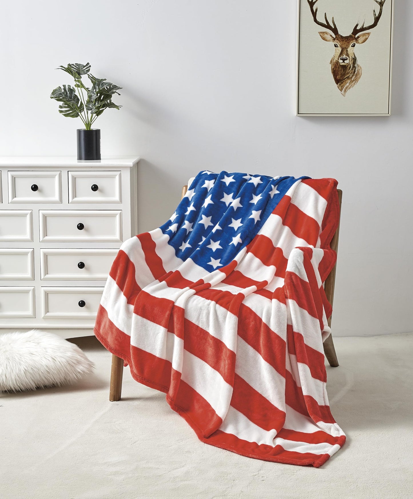 July 4th Stars & Stripes American Flag Ultra Lush Oversized Throw Blanket (50" x 70")