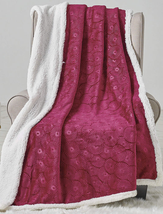 Decor&More Bon Iver Collection Extra Soft Bursting Fireworks Embossed Microplush Throw Blanket with Sherpa Backing (50" x 60")