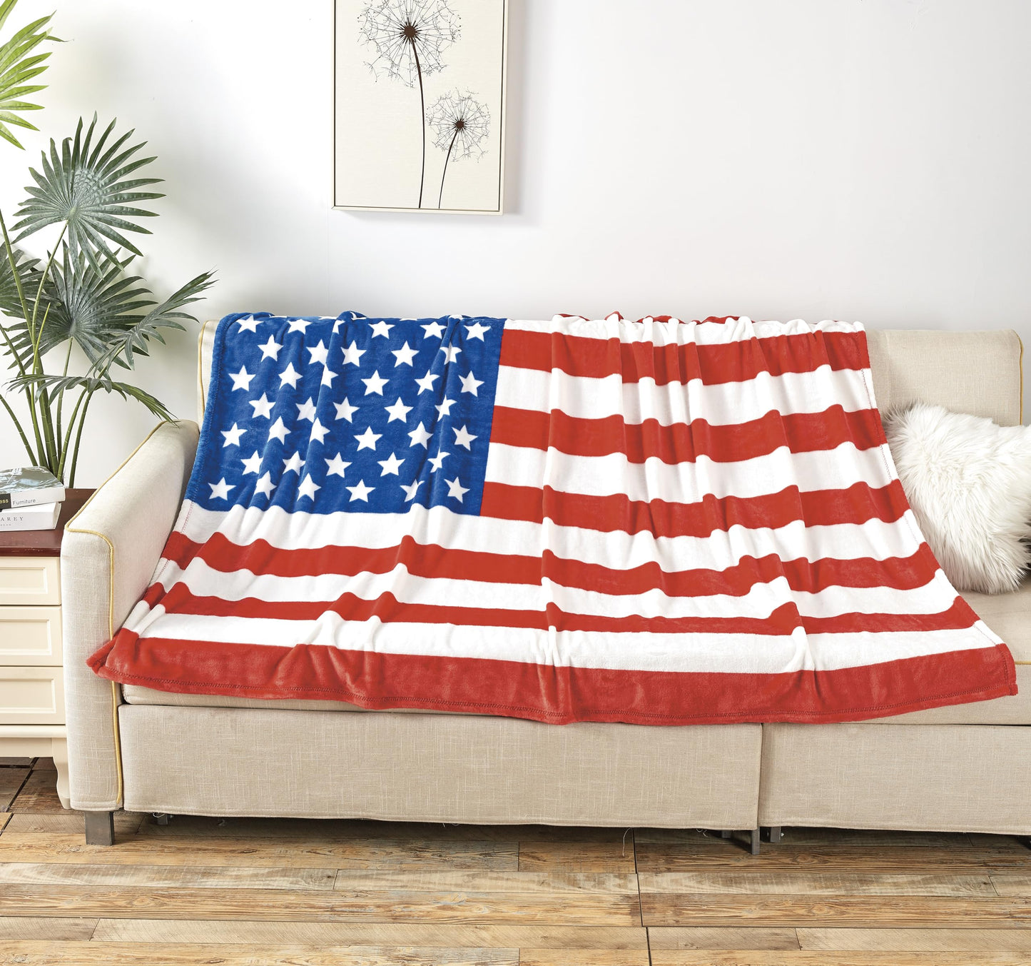 July 4th Stars & Stripes American Flag Ultra Lush Oversized Throw Blanket (50" x 70")