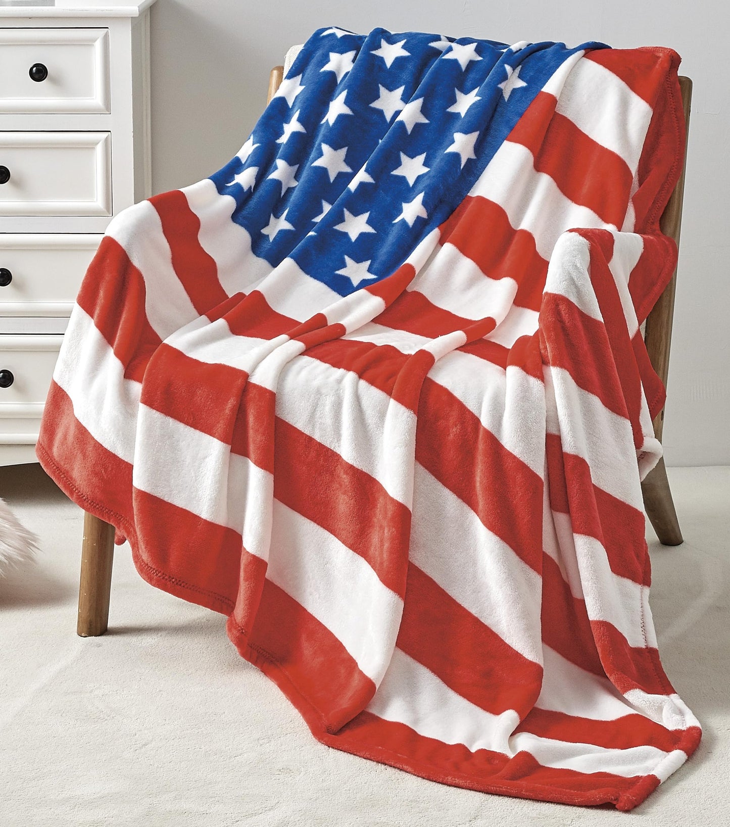 July 4th Stars & Stripes American Flag Ultra Lush Oversized Throw Blanket (50" x 70")