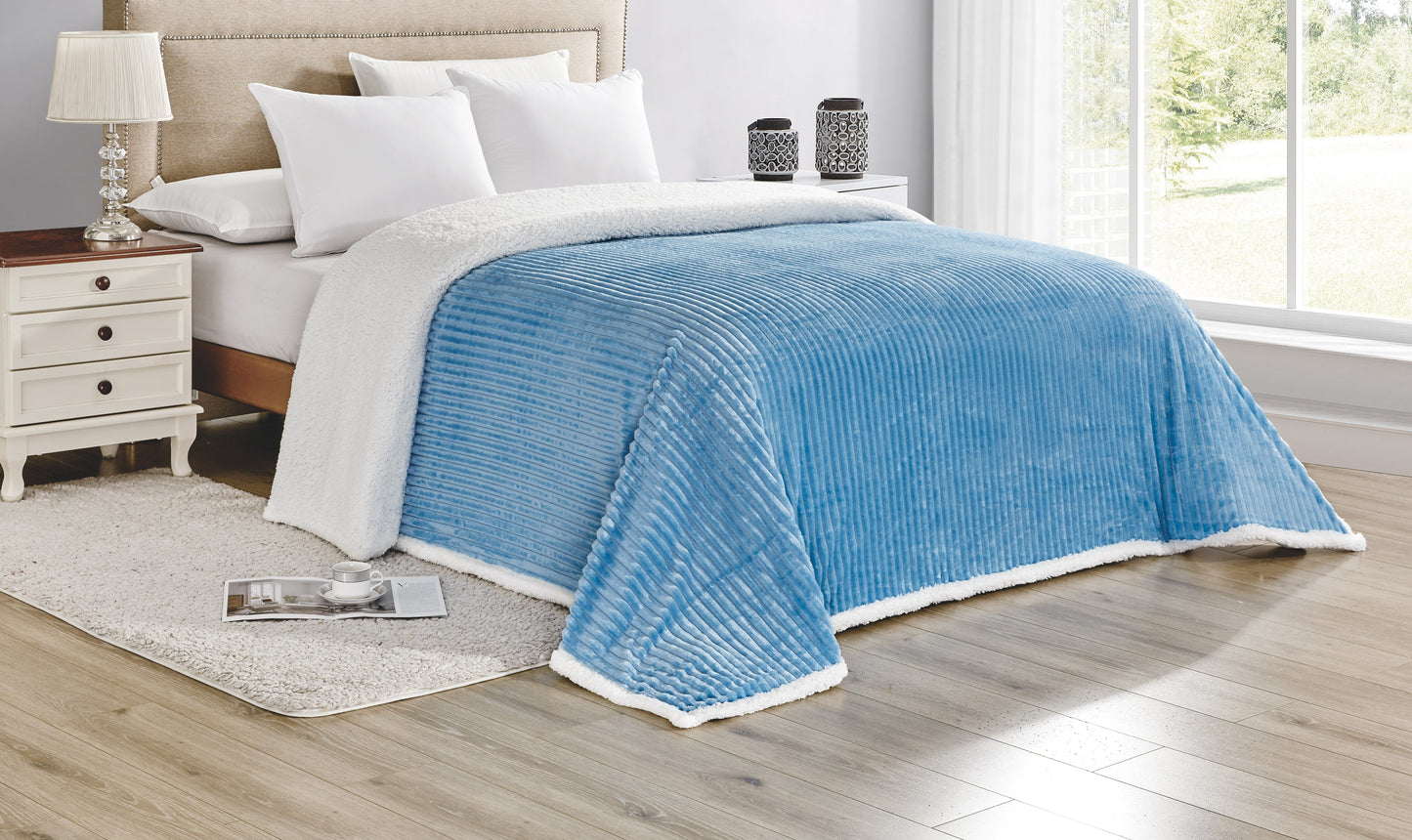 Decor&More Home Essentials Corduroy Sherpa Blanket (Multiple Size Options)