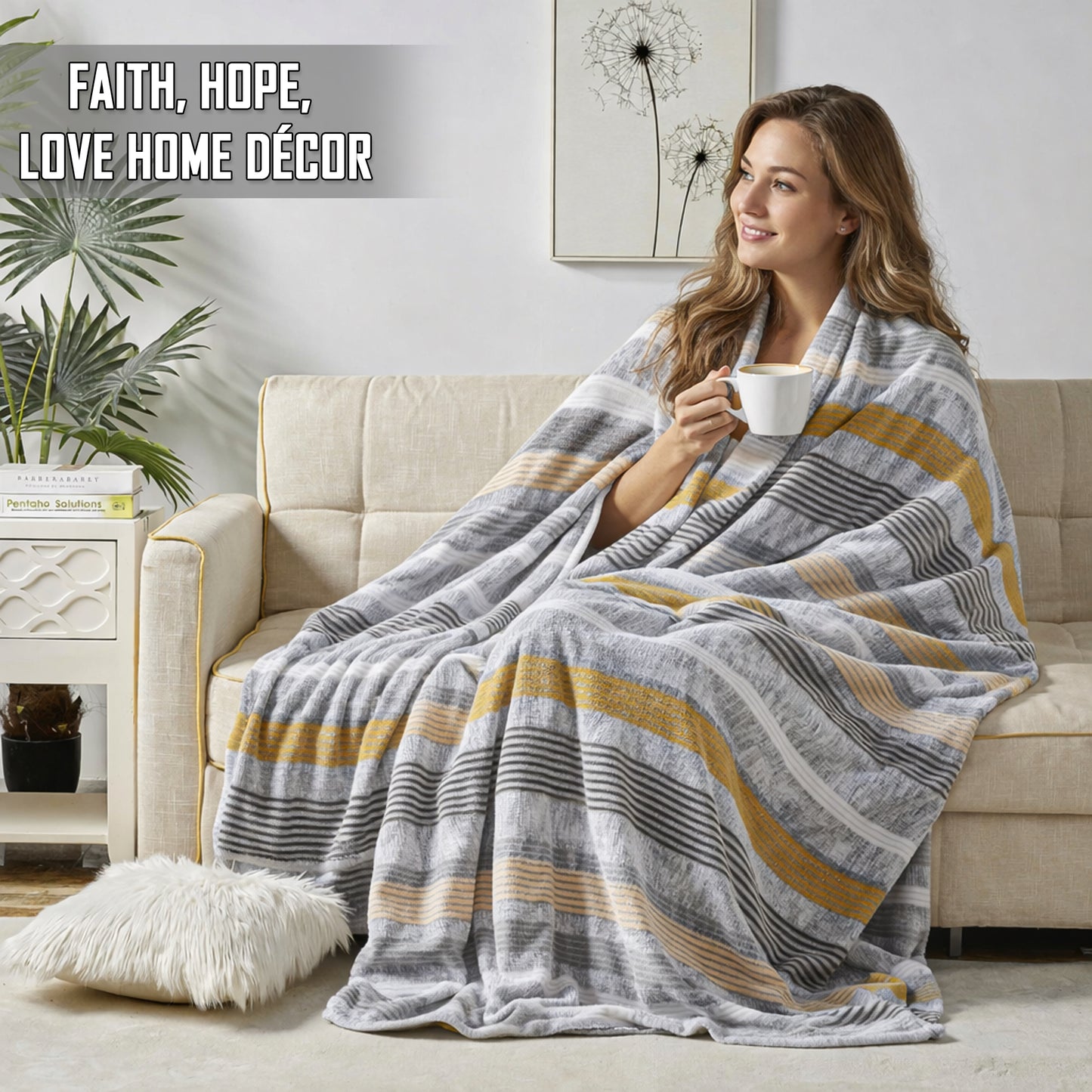 Faith, Hope, Love Home Decor Extra Heavy And Plush Throw Blanket