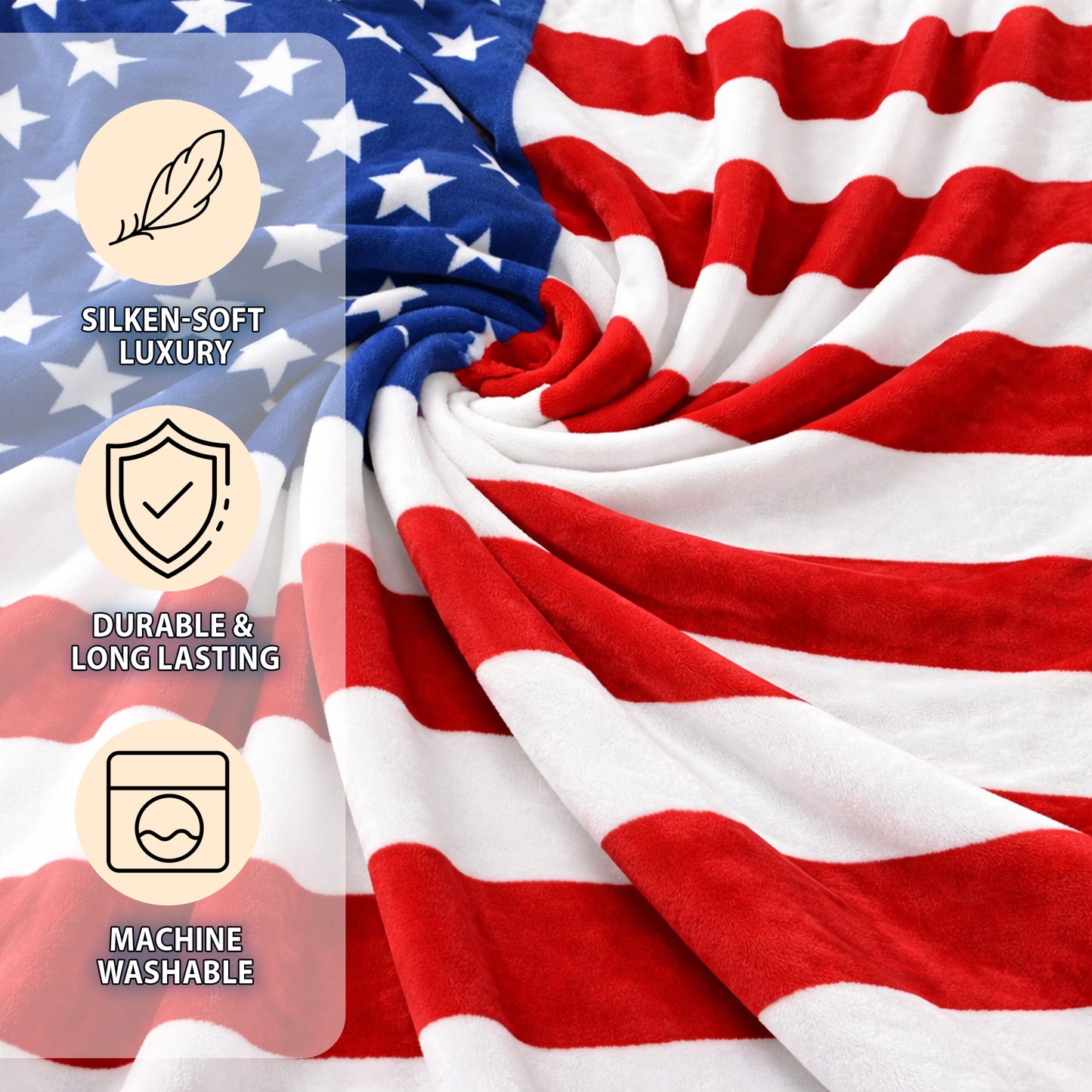 FAITH, HOPE, LOVE HOME DECOR American Flag Oversized 50" x 70" Throw Blanket