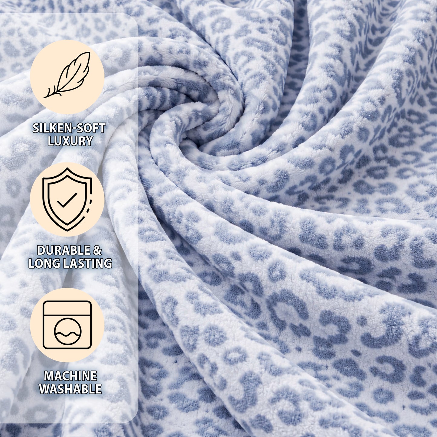 Faith, Hope, Love Home Decor Extra Heavy And Plush Oversized Throw Blanket-Grey&White Leopard