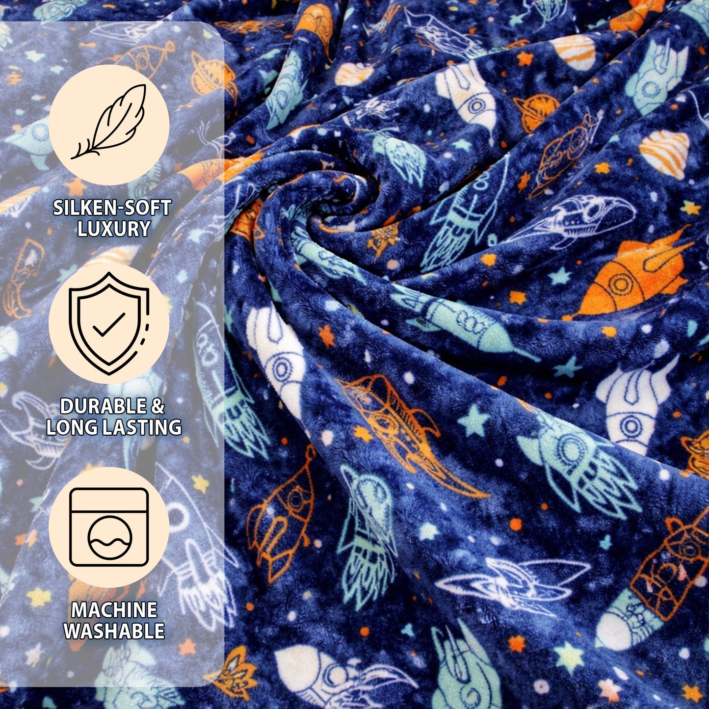 Decor&More Out of This World Plush Fleece Throw Blanket (50 inches x 60 inches ) - Space Adventure