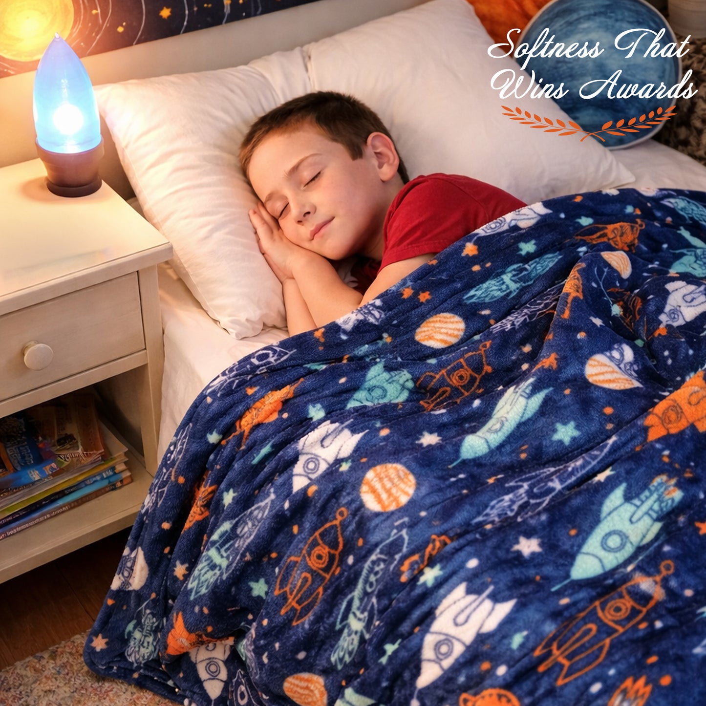 Decor&More Out of This World Plush Fleece Throw Blanket (50 inches x 60 inches ) - Space Adventure
