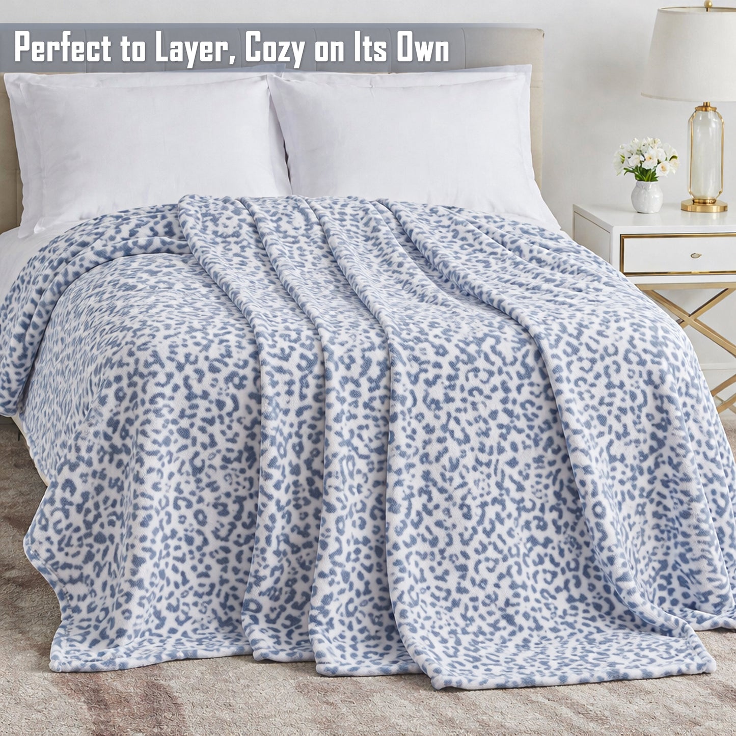 Faith, Hope, Love Home Decor Extra Heavy And Plush Oversized Throw Blanket-Grey&White Leopard