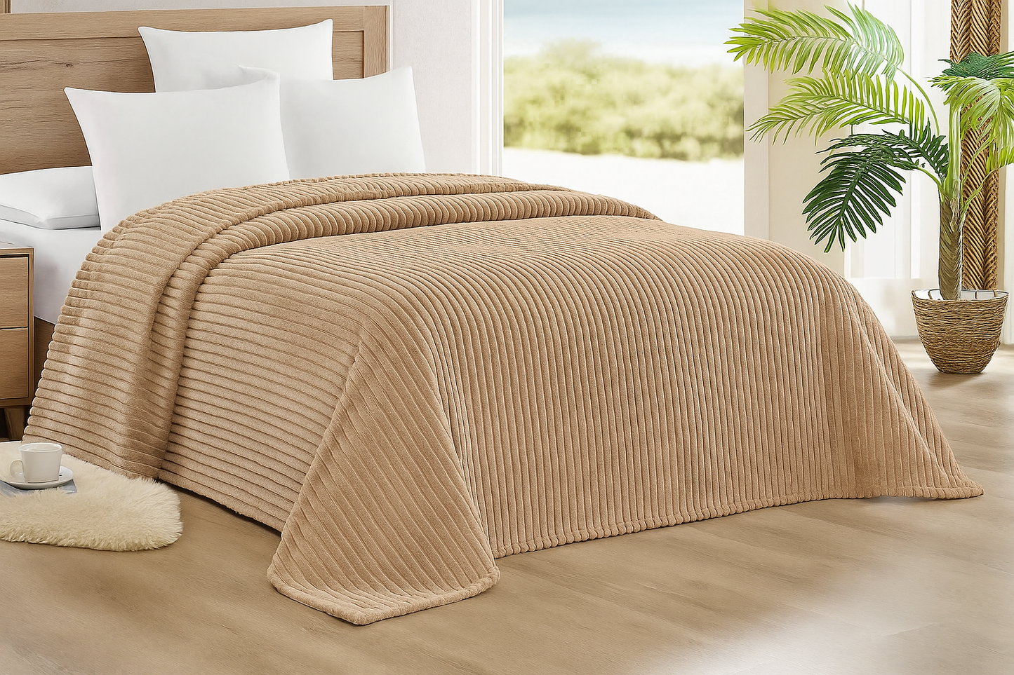 Striata Ribbed Corduroy Blanket – Ultra-Soft Plush Bed Blanket – Queen 90" x 90", King 108" x 90" – Multiple Colors