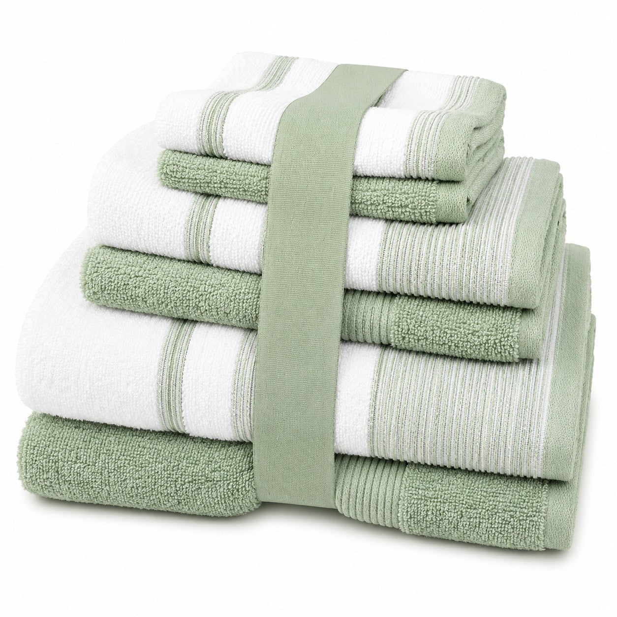 6-Piece Two-Tone Towel Set – 100% Zero Twist Cotton Bath Towels, Hand Towels & Washcloths | 6 Colors