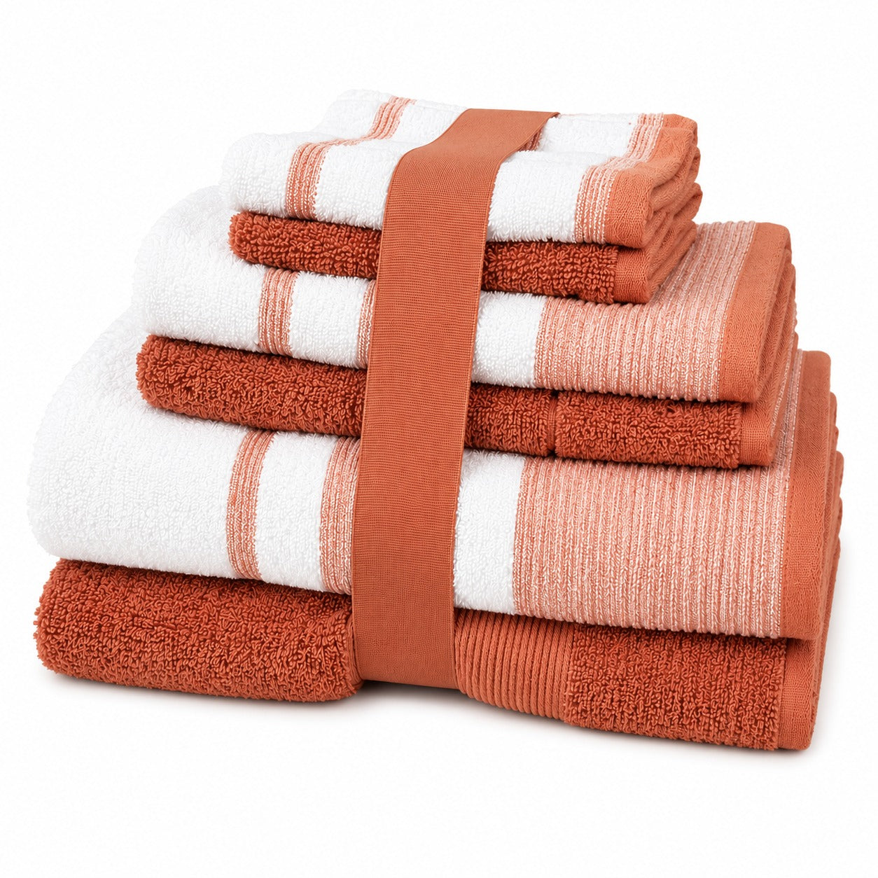 6-Piece Two-Tone Towel Set – 100% Zero Twist Cotton Bath Towels, Hand Towels & Washcloths | 6 Colors