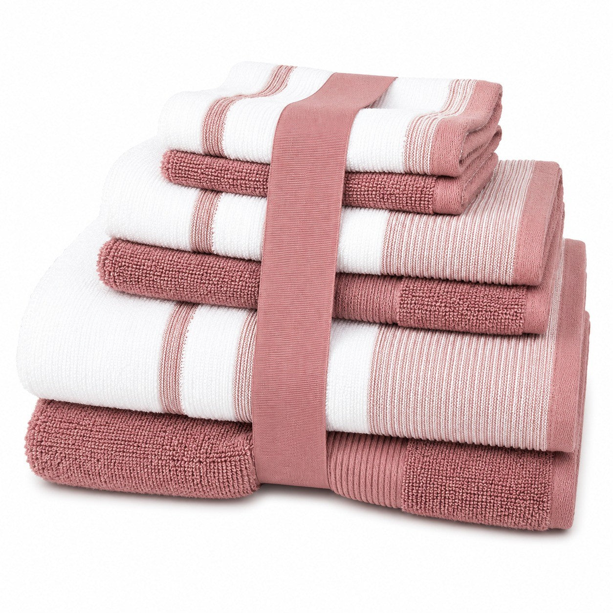 6-Piece Two-Tone Towel Set – 100% Zero Twist Cotton Bath Towels, Hand Towels & Washcloths | 6 Colors