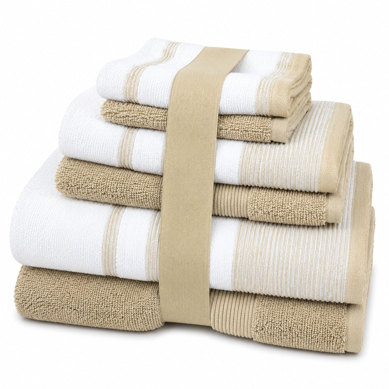 6-Piece Two-Tone Towel Set – 100% Zero Twist Cotton Bath Towels, Hand Towels & Washcloths | 6 Colors