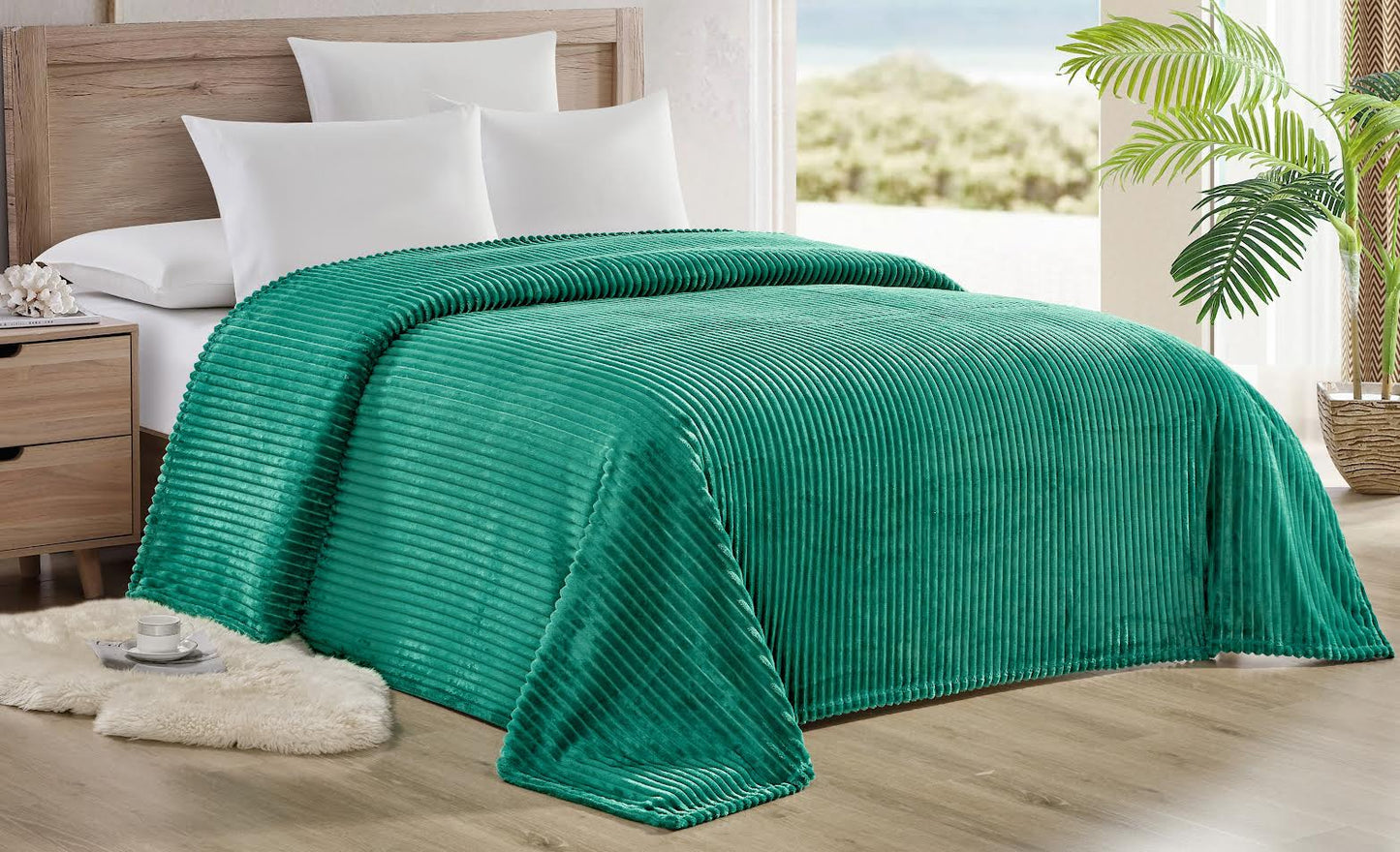 Striata Ribbed Corduroy Blanket – Ultra-Soft Plush Bed Blanket – Queen 90" x 90", King 108" x 90" – Multiple Colors