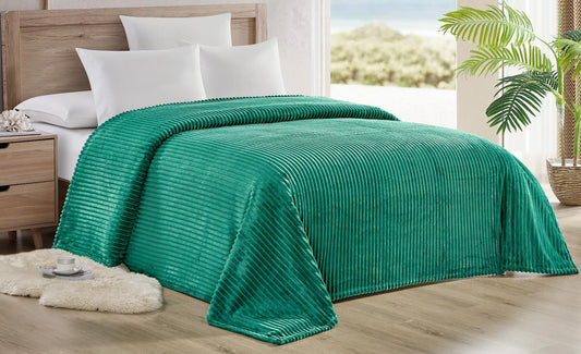 Striata Ribbed Corduroy Blanket" Ultra-Soft Plush Bed Blanket" Queen 90" x 90", King 108" x 90"" Multiple Colors