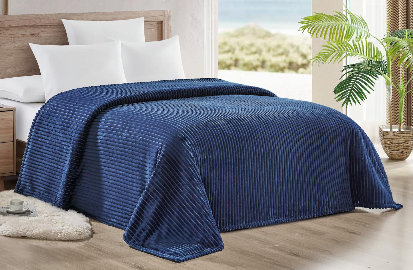 Striata Ribbed Corduroy Blanket – Ultra-Soft Plush Bed Blanket – Queen 90" x 90", King 108" x 90" – Multiple Colors