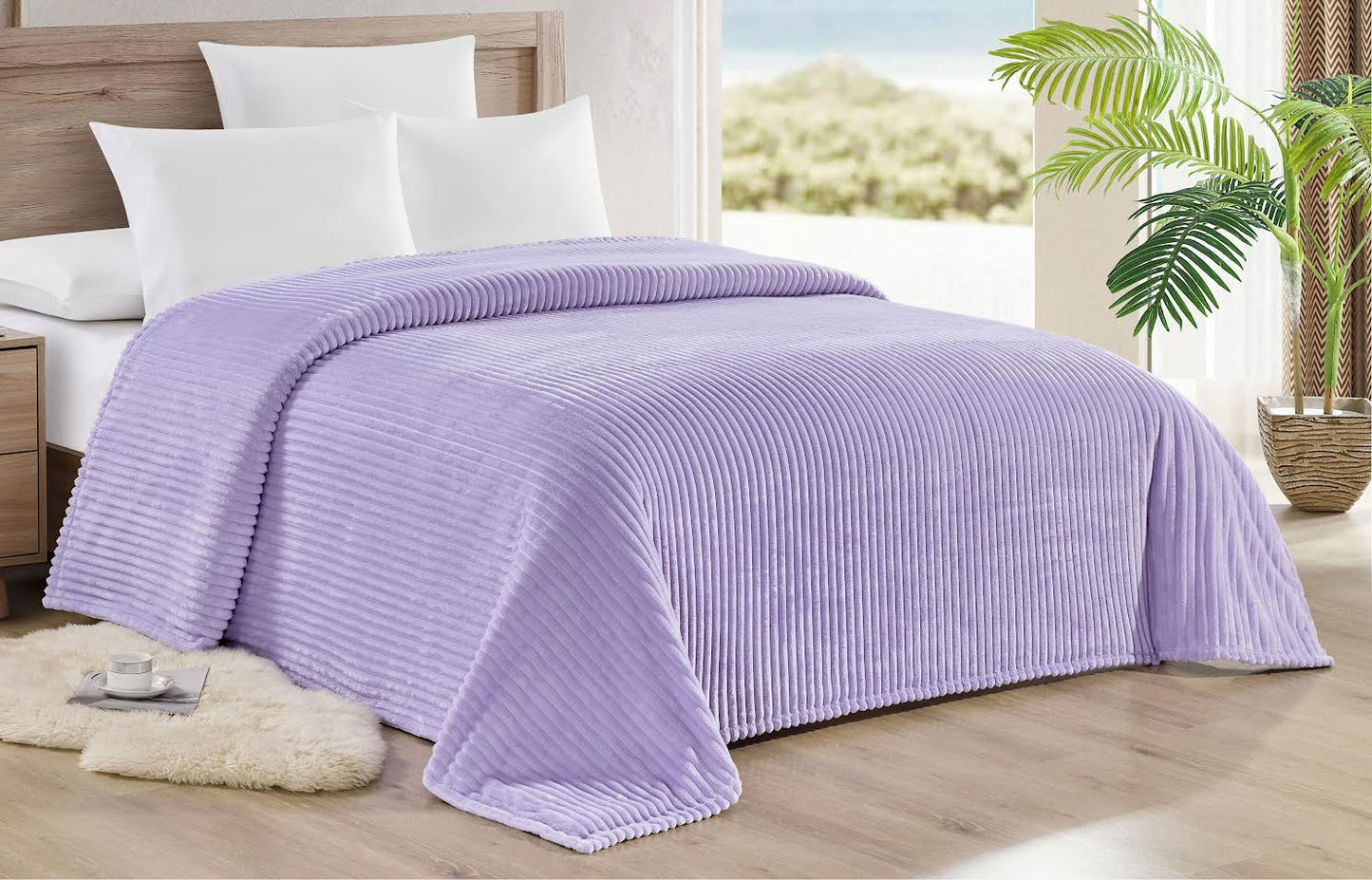 Striata Ribbed Corduroy Blanket – Ultra-Soft Plush Bed Blanket – Queen 90" x 90", King 108" x 90" – Multiple Colors
