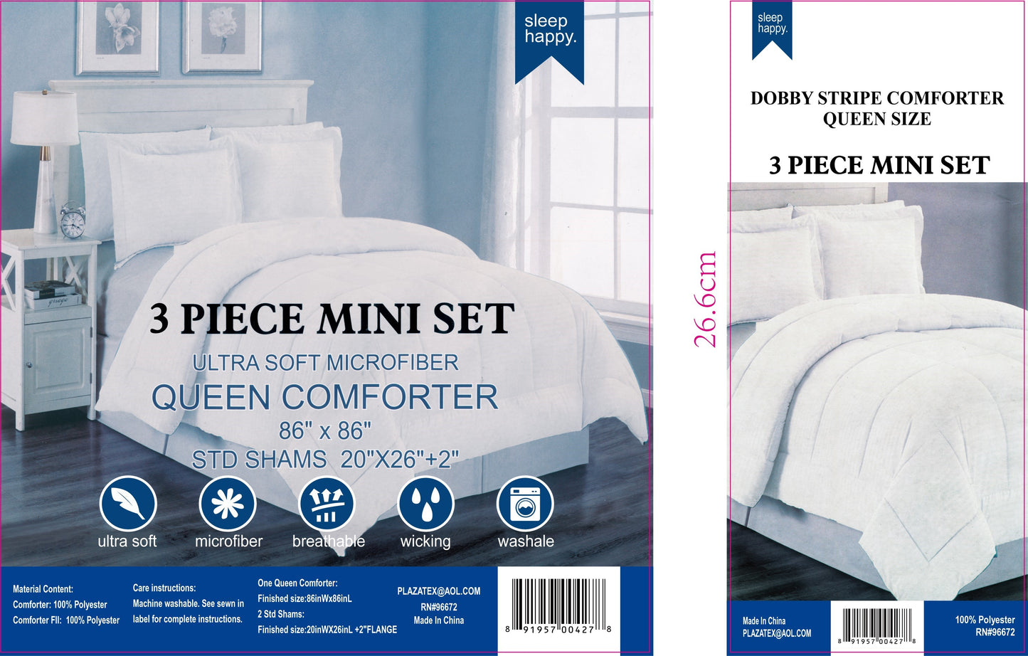 Faith, Hope, Love Home Décor Full/Queen Size Reversible Down Alternative Embossed Stripe Comforter (86" X 86") - White
