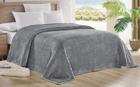 Striata Ribbed Corduroy Blanket – Ultra-Soft Plush Bed Blanket – Queen 90" x 90", King 108" x 90" – Multiple Colors