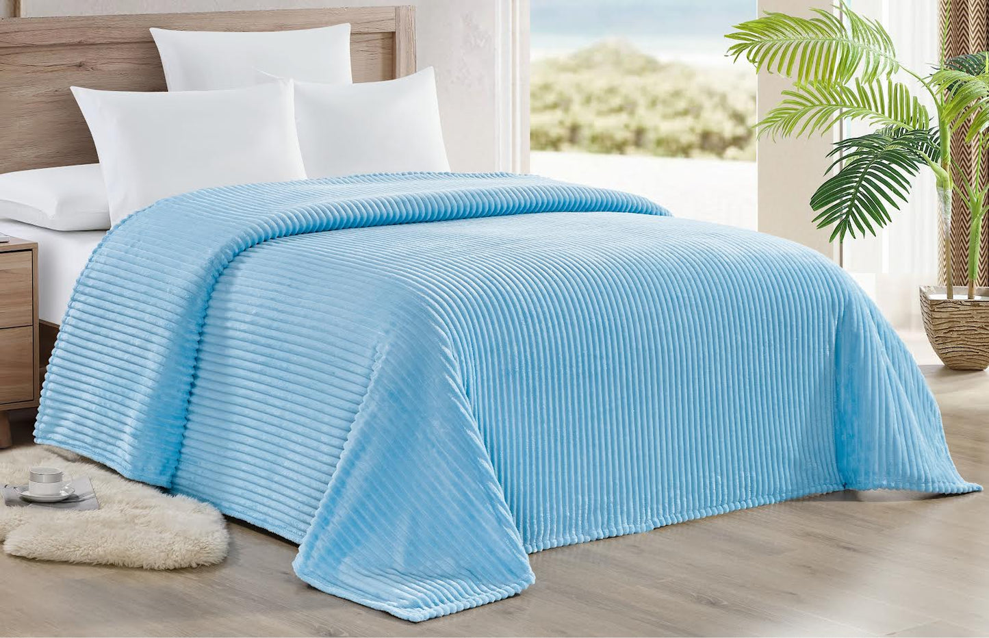 Striata Ribbed Corduroy Blanket – Ultra-Soft Plush Bed Blanket – Queen 90" x 90", King 108" x 90" – Multiple Colors