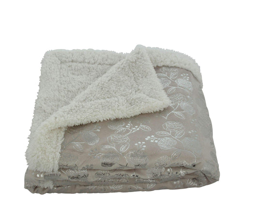 Faith, Hope, Love Home Decor Home Essentials Silver Flower Sherpa Plush Throw