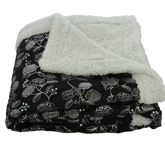 Faith, Hope, Love Home Decor Ultra Lush Silver Rose Reversible Sherpa Throw Blanket