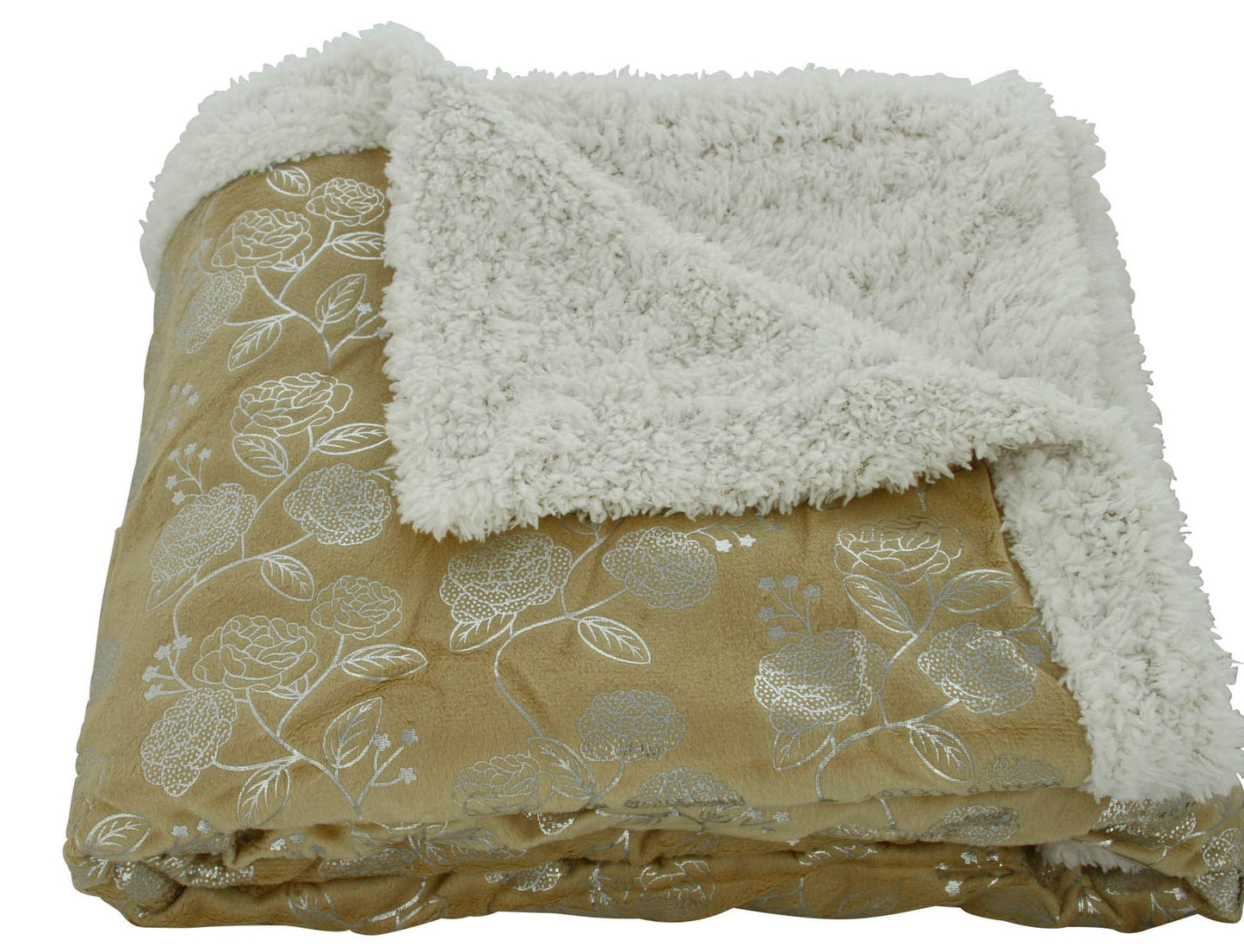 Faith, Hope, Love Home Decor Ultra Lush Silver Rose Reversible Sherpa Throw Blanket