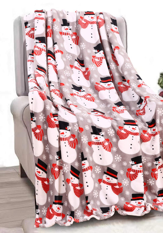 Faith, Hope, Love Home Décor Santa'S Little Helper Collection Festive And Cuddly Holiday Microplush Throw Blanket (50" X 60") - Winter Snowman