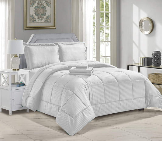Home Essentials by Decor&More 8 Piece Embossed Stripe Bed in a Bag