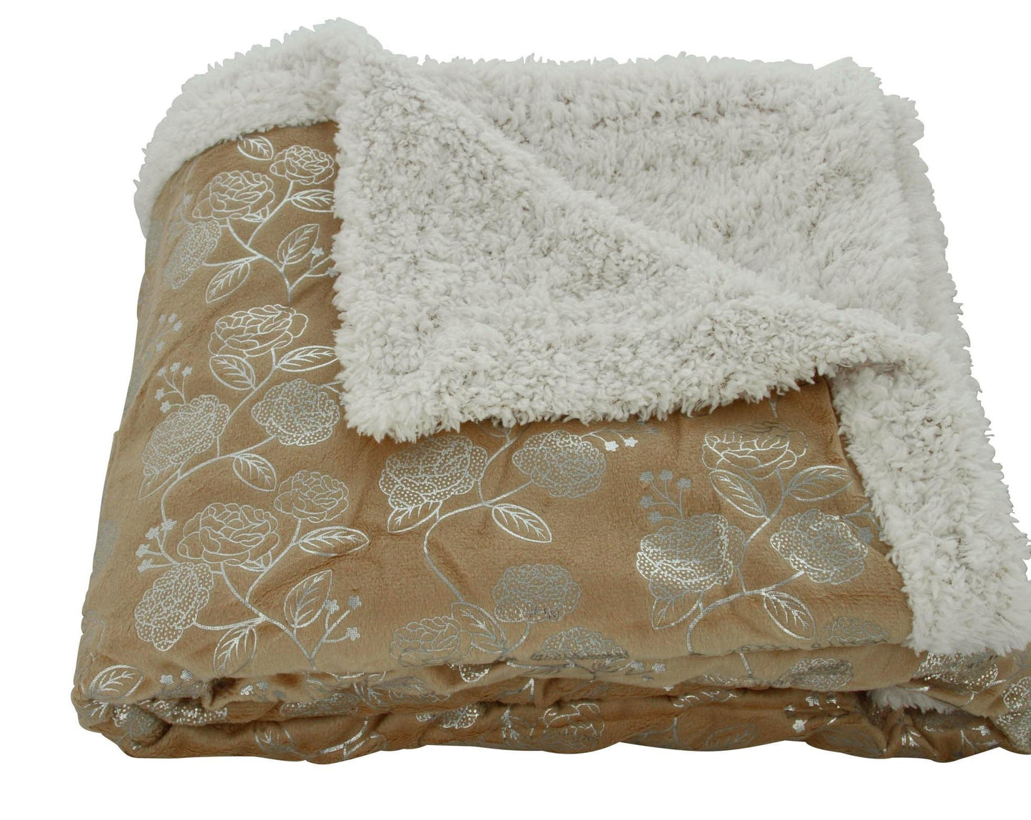 Faith, Hope, Love Home Decor Ultra Lush Silver Rose Reversible Sherpa Throw Blanket