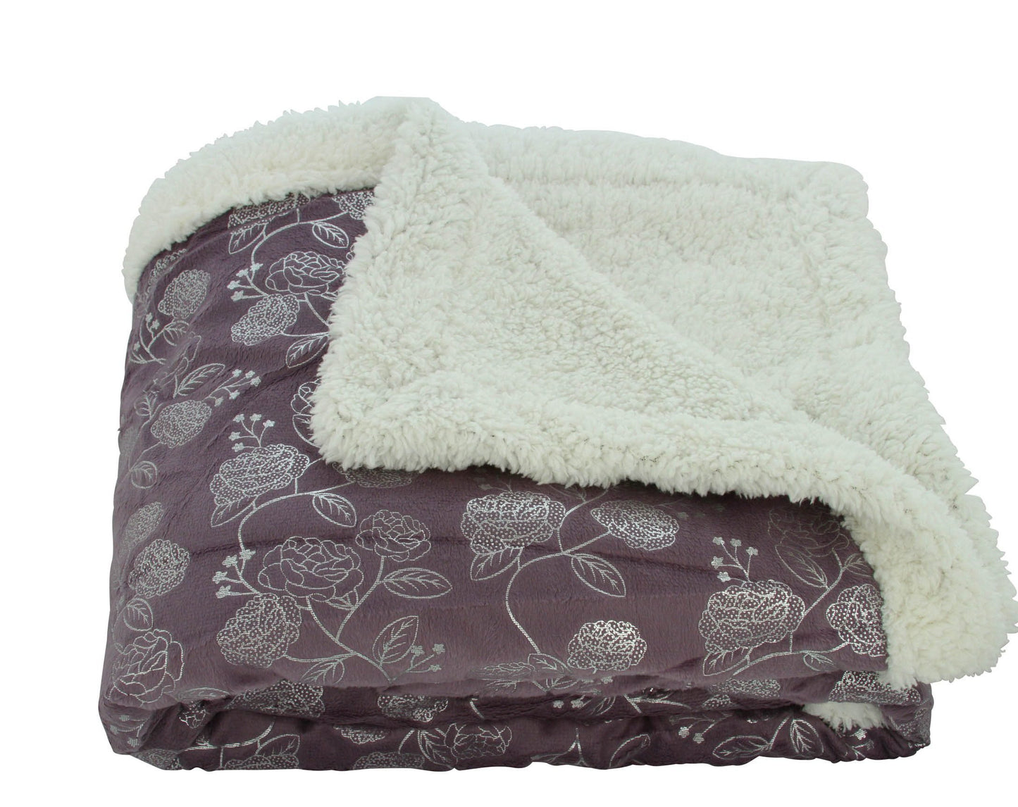 Faith, Hope, Love Home Decor Ultra Lush Silver Rose Reversible Sherpa Throw Blanket