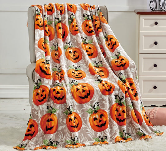 Happy Halloween Microplush Throw Blanket (50 X 60 Inch) - Pumpkins