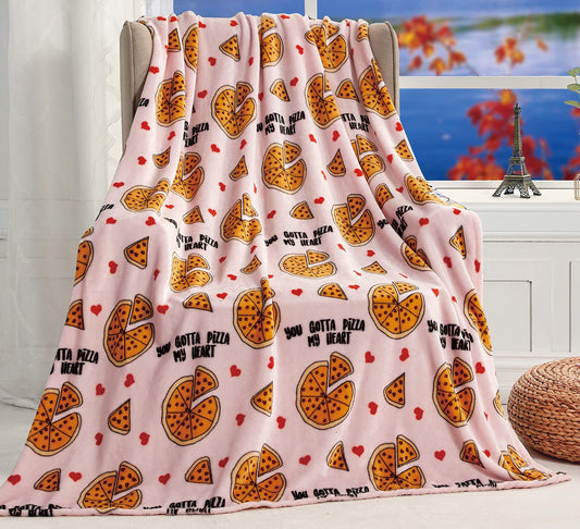 Decor&More Summertime Fun by Decor&More Extra Soft Throw Blanket (50 x 60) - Pizza My Heart