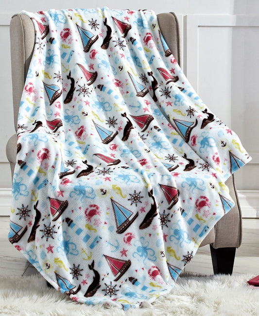 Faith, Hope, Love Home Decor The Shore Extra Soft Throw Blanket (50" X 60") - Sea Life Nautical Throw Blanket