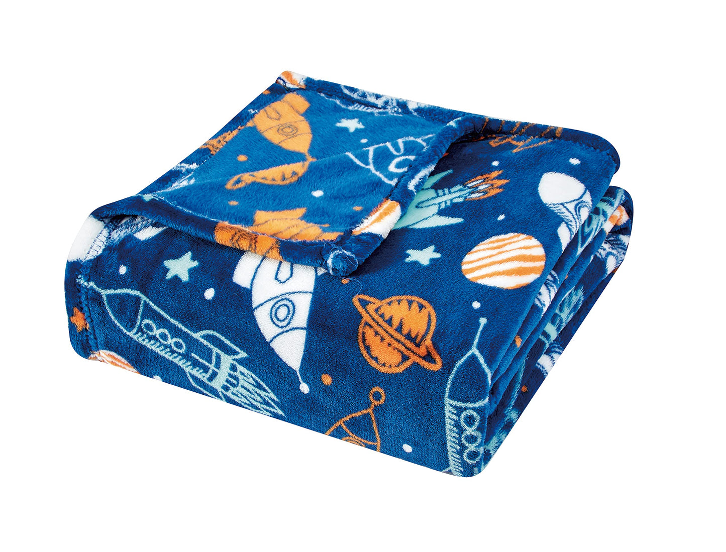 Decor&More Out of This World Plush Fleece Throw Blanket (50 inches x 60 inches ) - Space Adventure