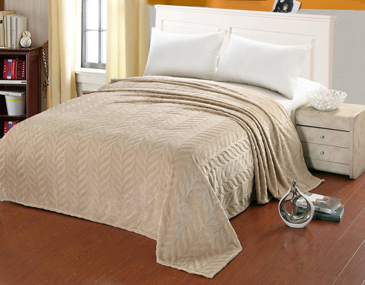 Faith, Hope, Love Home Decor Velvet Touch Microplush Leaf Etched Jacquard Blanket