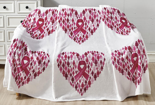 Faith, Hope, Love Home Decor Together We Rise Breast Cancer Awareness Heart Throw Blanket - Together We Rise