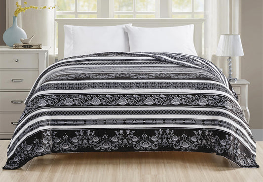 Faith, Hope, Love Home Decor Microplush Blanket - Paisley Black & White