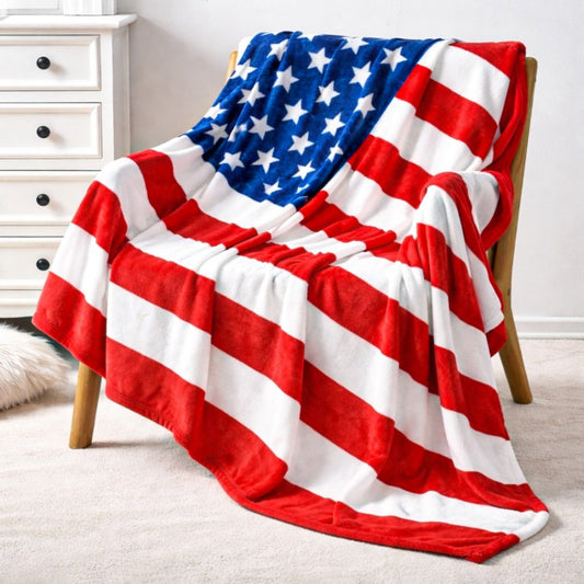 July 4th Stars & Stripes American Flag Ultra Lush Oversized Throw Blanket (50" x 70")