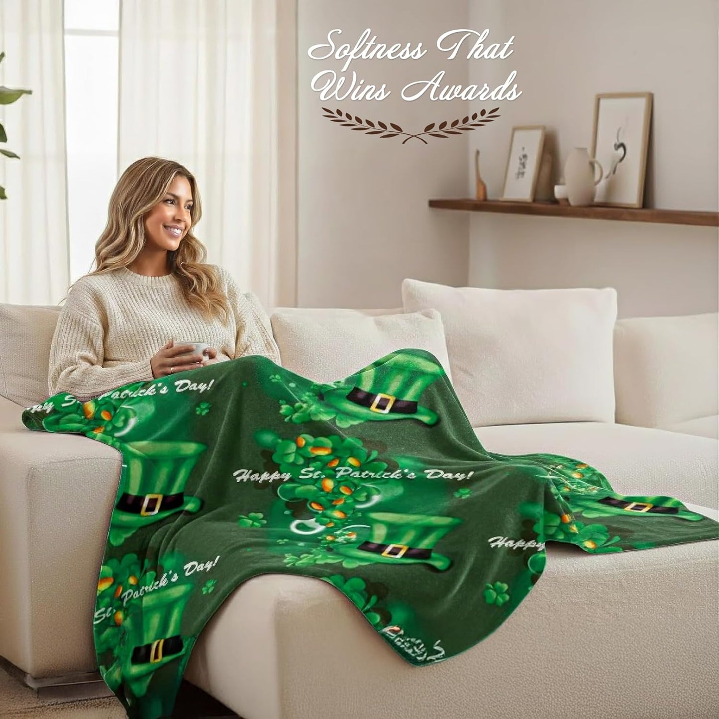 Faith, Hope, Love Home Decor Luck Of The Irish St Patrick'S Day Plush Throw Blanket