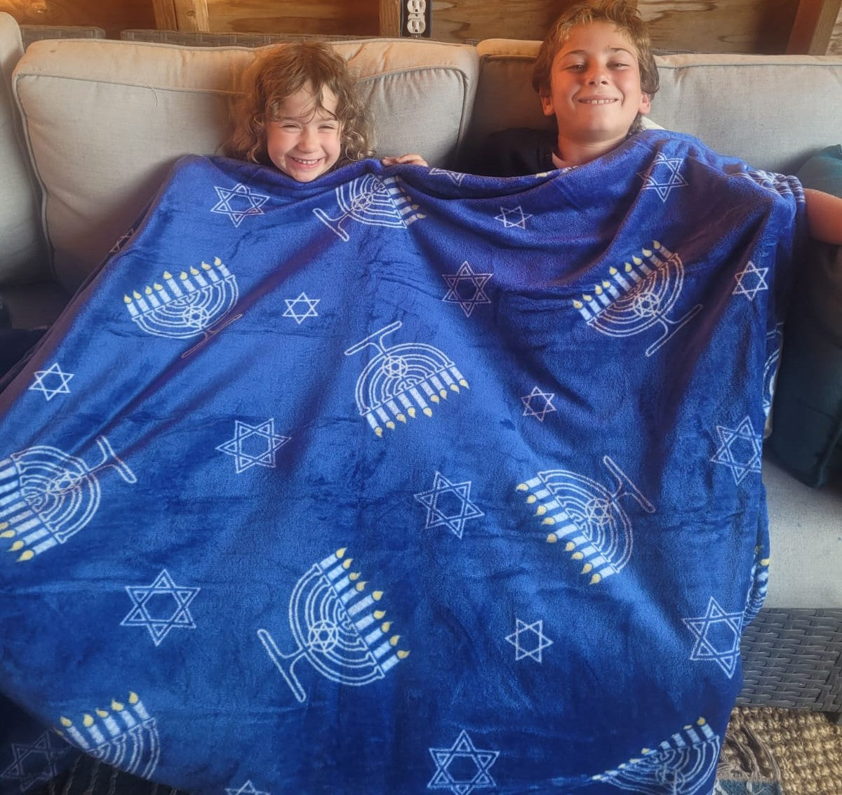 Decor&More Maccabbee Collection Microplush Holiday Throw Blanket (60" x 50") - Hanukkah Menorah