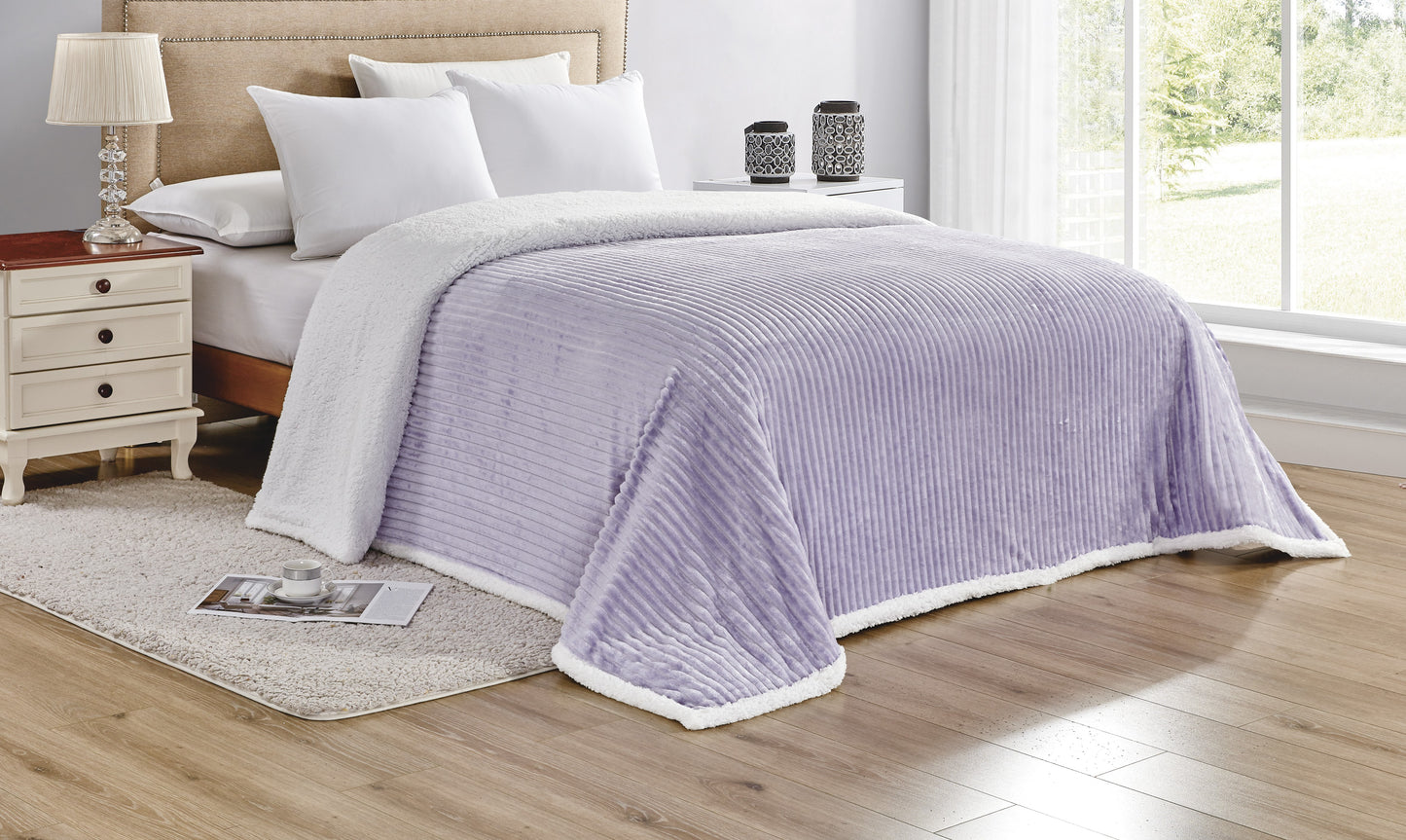 Decor&More Home Essentials Corduroy Sherpa Blanket (Multiple Size Options)