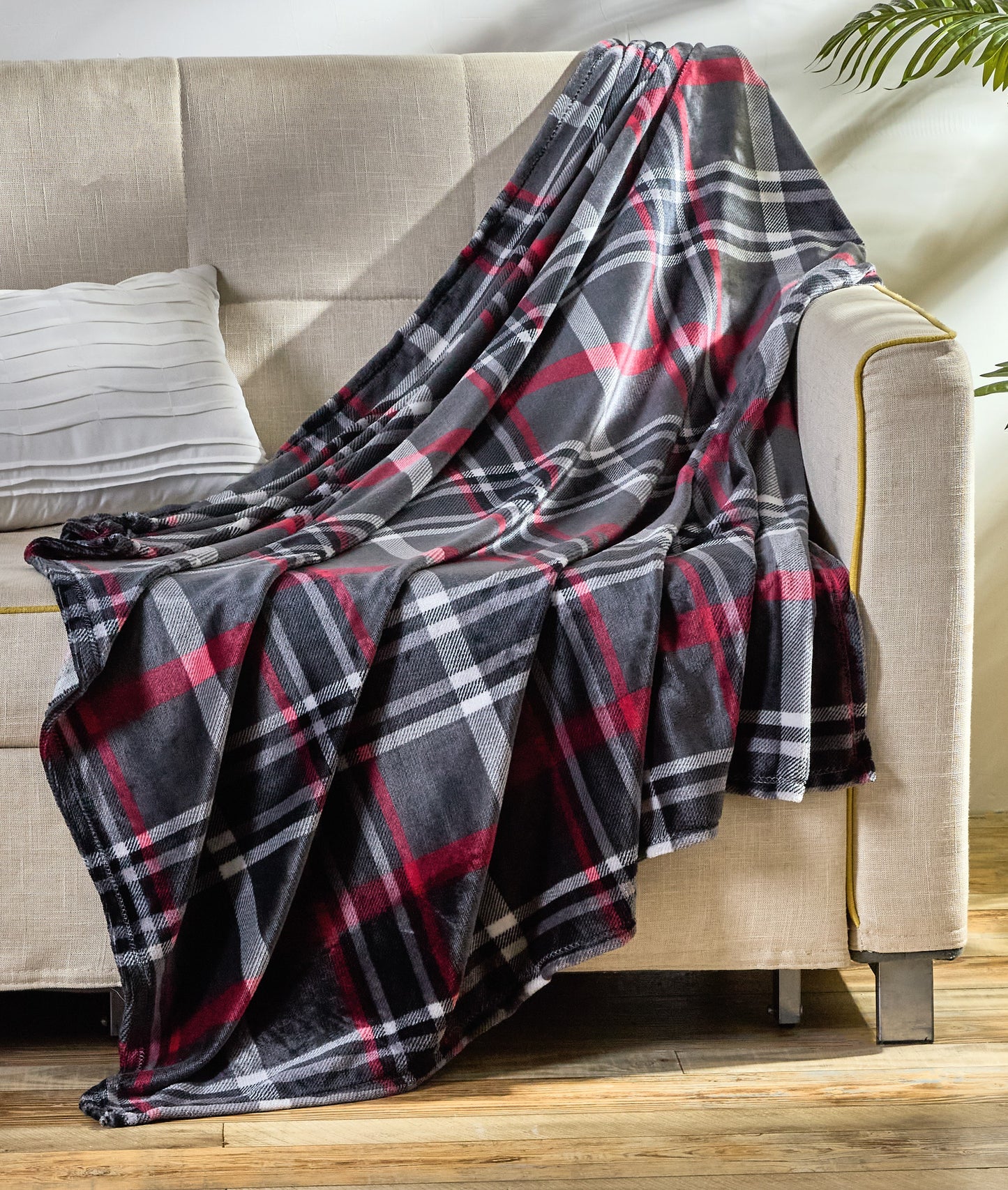 FAITH, HOPE, LOVE HOME DÉCOR Midnight Plaid Throw Blanket 50 x 60 Inches – Soft Fleece Front with Plush Backing, Cozy Warm Decorative Throw for Sofa, Couch, Bed & Living Room