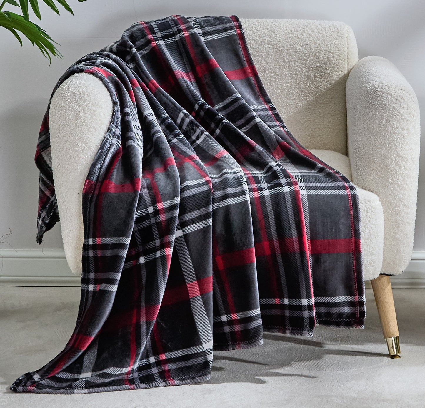 FAITH, HOPE, LOVE HOME DÉCOR Midnight Plaid Throw Blanket 50 x 60 Inches – Soft Fleece Front with Plush Backing, Cozy Warm Decorative Throw for Sofa, Couch, Bed & Living Room
