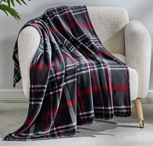 FAITH, HOPE, LOVE HOME DÉCOR Midnight Plaid Throw Blanket 50 x 60 Inches – Soft Fleece Front with Plush Backing, Cozy Warm Decorative Throw for Sofa, Couch, Bed & Living Room