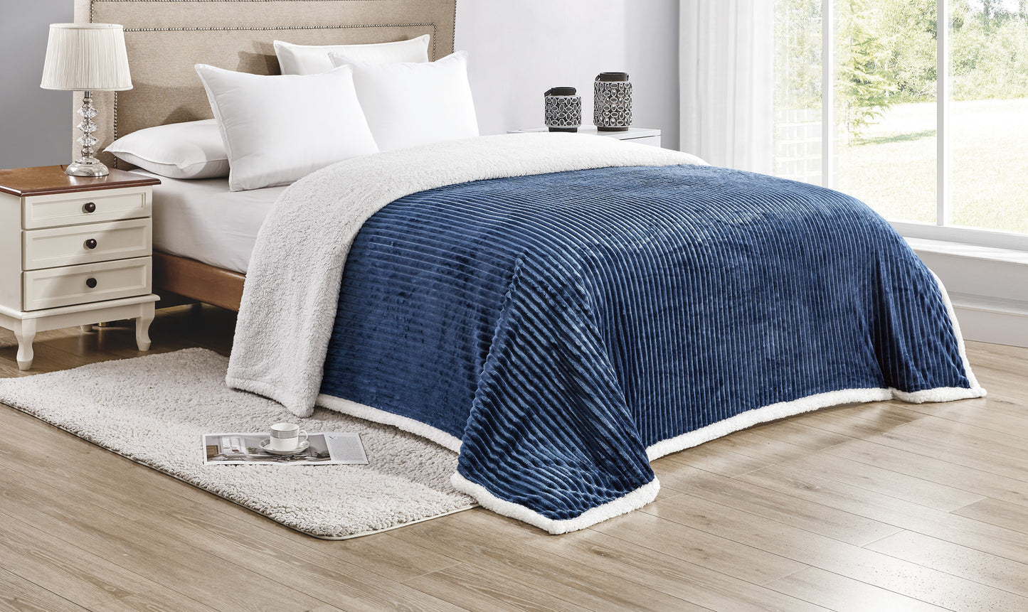 Decor&More Home Essentials Corduroy Sherpa Blanket (Multiple Size Options)