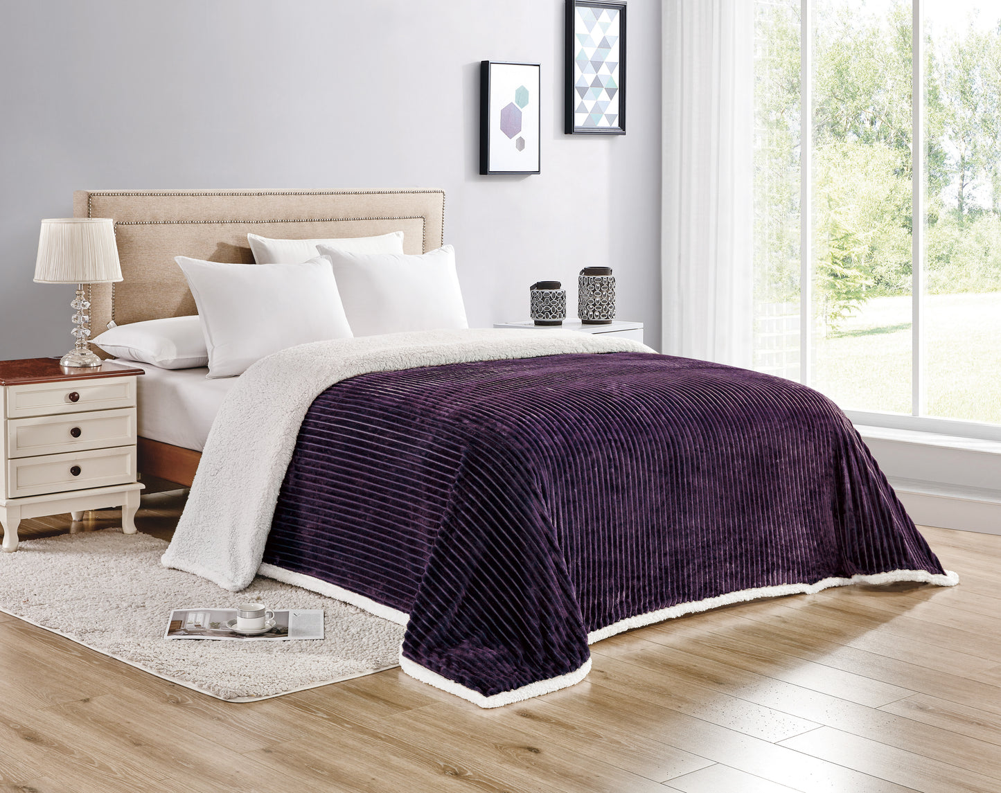 Decor&More Home Essentials Corduroy Sherpa Blanket (Multiple Size Options)