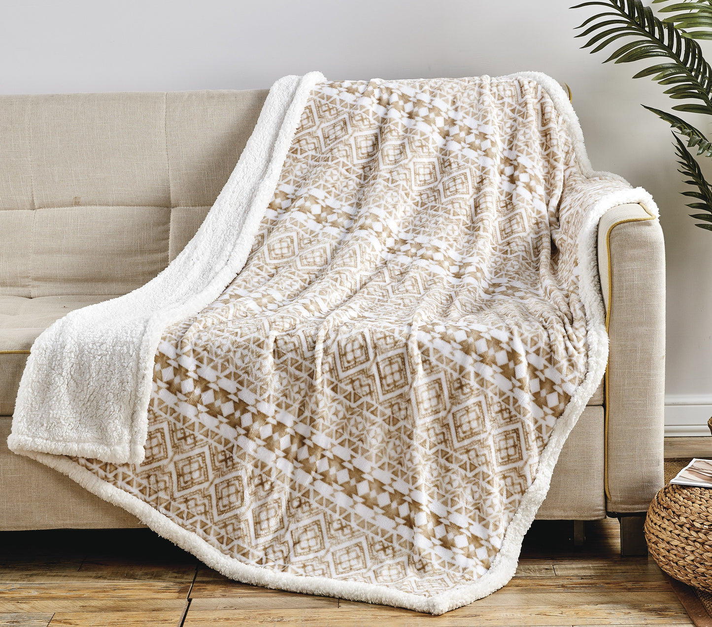 Faith, Hope, Love Home Decor Microplush Blanket Beige Aztec