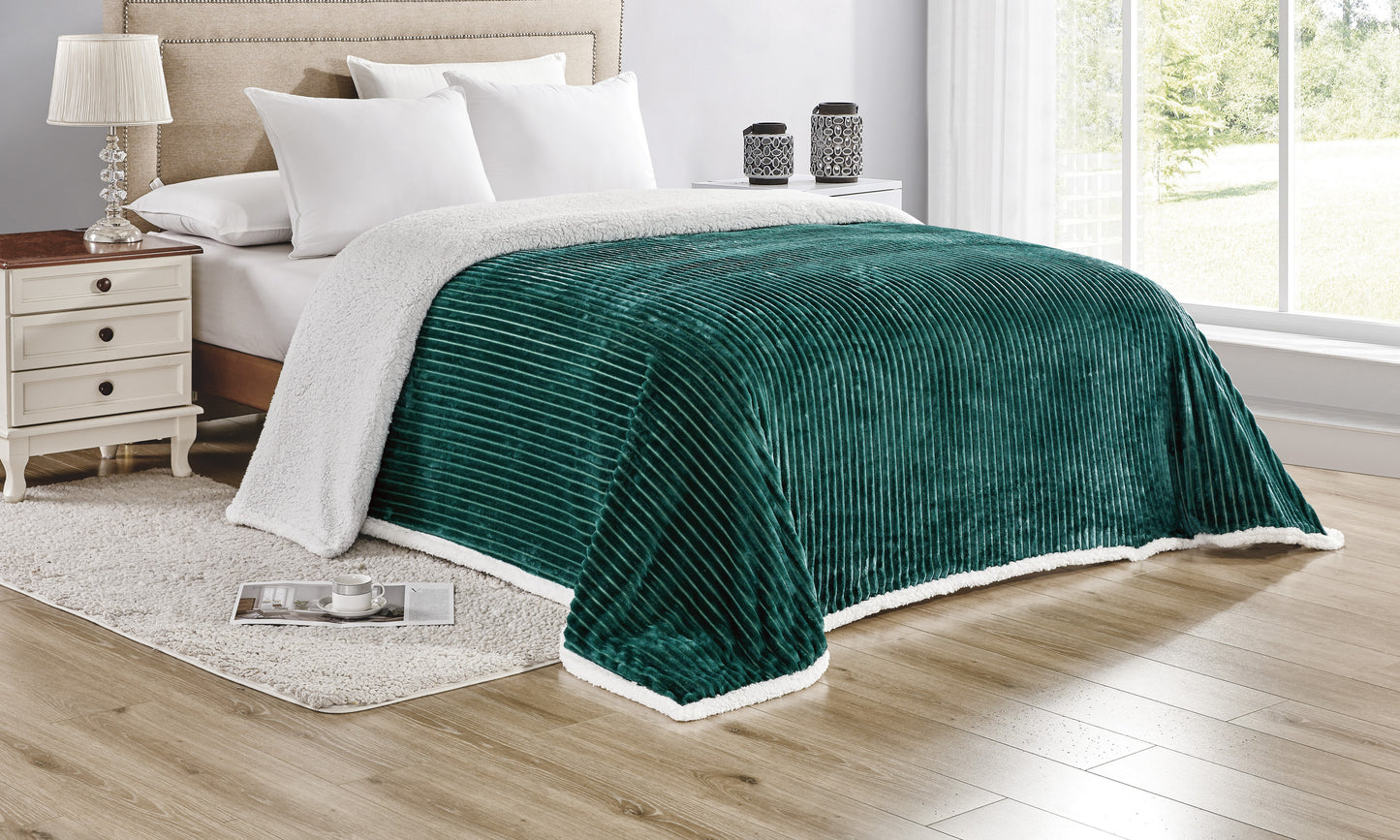 Decor&More Home Essentials Corduroy Sherpa Blanket (Multiple Size Options)