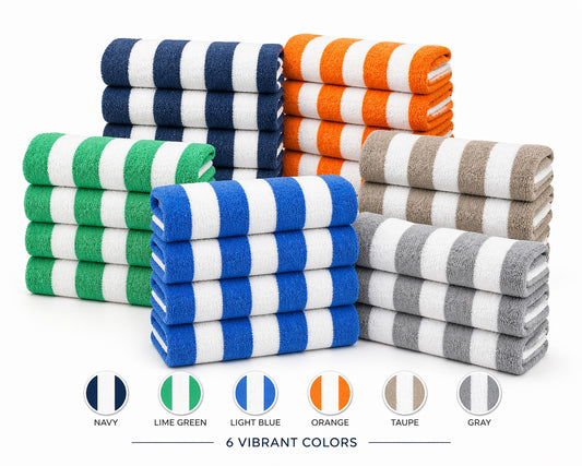 Cabana Striped Cotton Beach Towels – Soft, Absorbent, Quick Dry & Durable