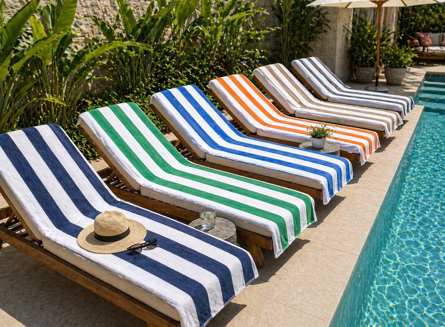 FAITH, HOPE, LOVE HOME DÉCOR CABANA Stripe Beach Towels, Oversized 36x66 Cotton Towels, Soft Absorbent Quick Dry Pool Towels for Beach, Bath, Pool, Spa